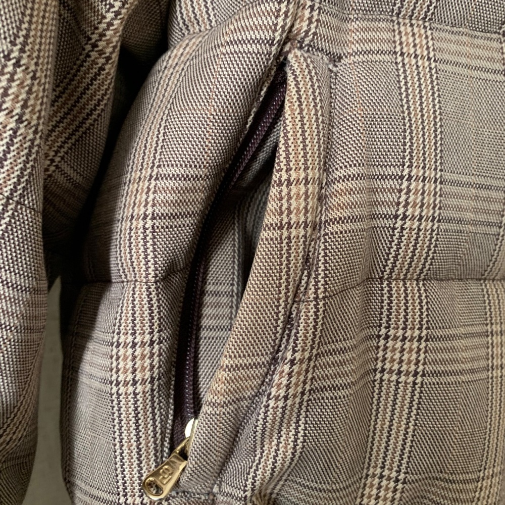 Sean John Women’s Plaid Puffer Jacket L | Cropped Bomber Style Gold Hardwarware - Picture 5 of 9